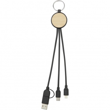 Logotrade Geschäftsgeschenke das Foto: Tecta  6-in-1 Ladekabel mit Schlüsselring aus recyceltem Kunststoff und Bambus