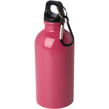 Logotrade Logogeschenke das Foto: Oregon 400 ml RCS-zertifizierte, einwandige Trinkflasche aus Edelstahl mit Karabinerhaken