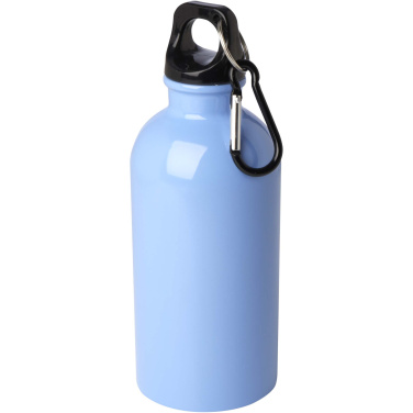 Logotrade Geschäftsgeschenke das Foto: Oregon 400 ml RCS-zertifizierte, einwandige Trinkflasche aus Edelstahl mit Karabinerhaken