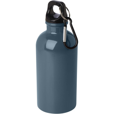 Logotrade Logogeschenke das Foto: Oregon 400 ml RCS-zertifizierte, einwandige Trinkflasche aus Edelstahl mit Karabinerhaken