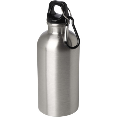 Logotrade Werbeartikel das Foto: Oregon 400 ml RCS-zertifizierte, einwandige Trinkflasche aus Edelstahl mit Karabinerhaken