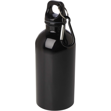 Logotrade Firmengeschenke das Foto: Oregon 400 ml RCS-zertifizierte, einwandige Trinkflasche aus Edelstahl mit Karabinerhaken