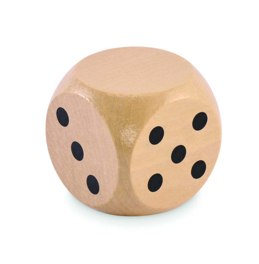 Logotrade werbemittel das Foto: Spielwürfel Schima-Holz Ø 5cm