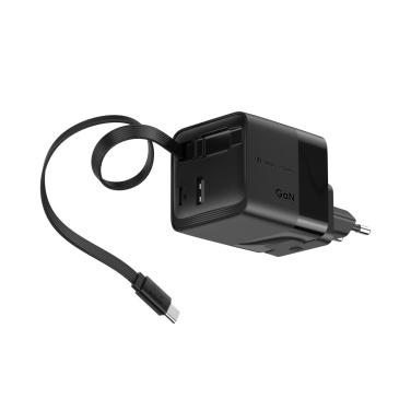 Logotrade Firmengeschenke das Foto: Urban Vitamin Mendocino 65W GaN-Charger mit einziehb. Kabel
