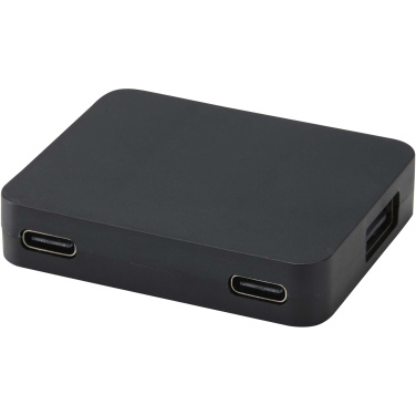 Logotrade Firmengeschenke das Foto: Gaia 4 Port USB Hub mit USB-A- und Typ-C-Ausgang und zwei Eingängen aus recyceltem Kunststoff