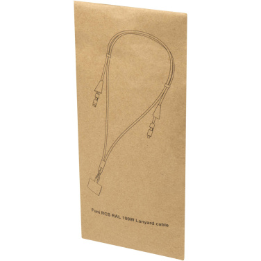 Logotrade Werbeartikel das Foto: Funi 5 in 1 Lanyard Kabel aus recyceltem Kunststoff für Smartphones mit integrierter Datensynchronisierung und 100 W Schnellladefunktion