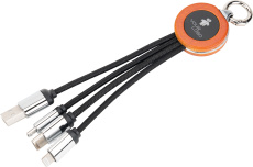 4-in-1-Kabel mit elighted-Logo im Holzgehäuse