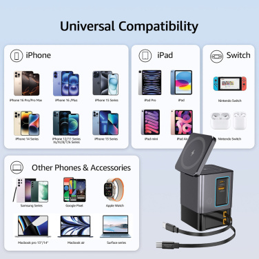 Logotrade Werbegeschenke das Foto: Urban Vitamin Sacramento 105W GaN Charger mit einz. Kabeln