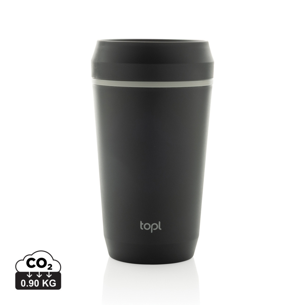 Logotrade Werbegeschenke das Foto: Topl-Becher aus rec. Kunststoff mit 360-Grad-Deckel 354ml