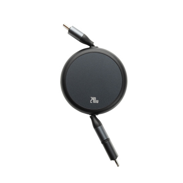 Logotrade Logogeschenke das Foto: Terra ausziehbares 240W 2-in-1 Kabel aus RCS rec. Aluminium