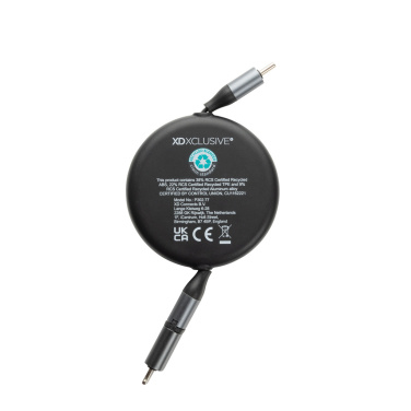 Logotrade Geschäftsgeschenke das Foto: Terra ausziehbares 240W 2-in-1 Kabel aus RCS rec. Aluminium