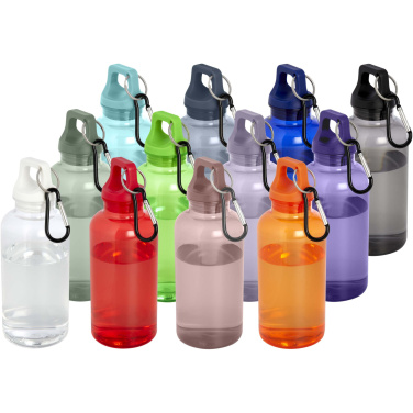 Logotrade Werbeartikel das Foto: Oregon 400 ml RCS-zertifizierte Trinkflasche aus recyceltem Kunststoff mit Karabiner 
