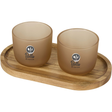 Logotrade Logogeschenke das Foto: Male Set aus Holztablett und Glastassen