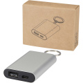 Arcturus 2000 mAh Powerbank aus recyceltem Aluminium mit Schlüsselanhänger, Silber