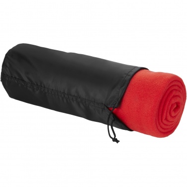 Logo trade corporate gift photo of: Huggy fleece plaid blanket with carry pouch