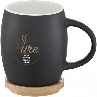 Logotrade promotional item picture of: Hearth 400 ml ceramic mug with wooden coaster