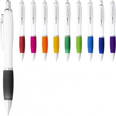 Logotrade advertising product image of: Nash ballpoint pen with white barrel and coloured grip