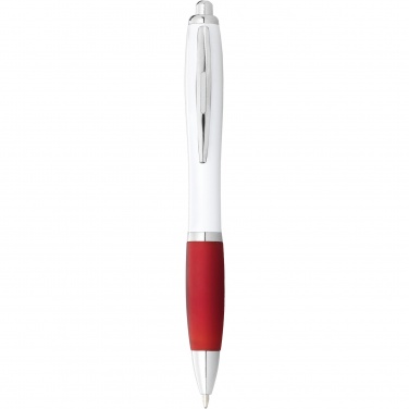 Logo trade promotional items image of: Nash ballpoint pen with white barrel and coloured grip