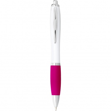 Logotrade promotional product image of: Nash ballpoint pen with white barrel and coloured grip