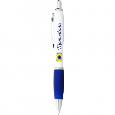 Logotrade promotional item image of: Nash ballpoint pen white barrel and coloured grip