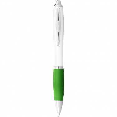 Logo trade promotional gifts picture of: Nash ballpoint pen white barrel and coloured grip