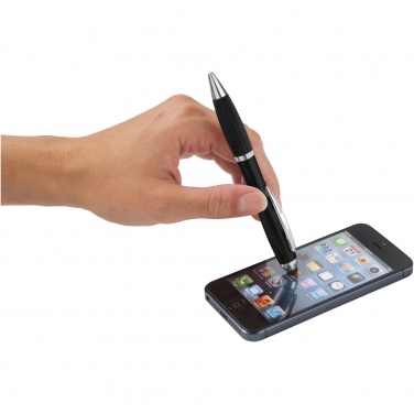 Logo trade promotional giveaways image of: Nash coloured stylus ballpoint pen with black grip