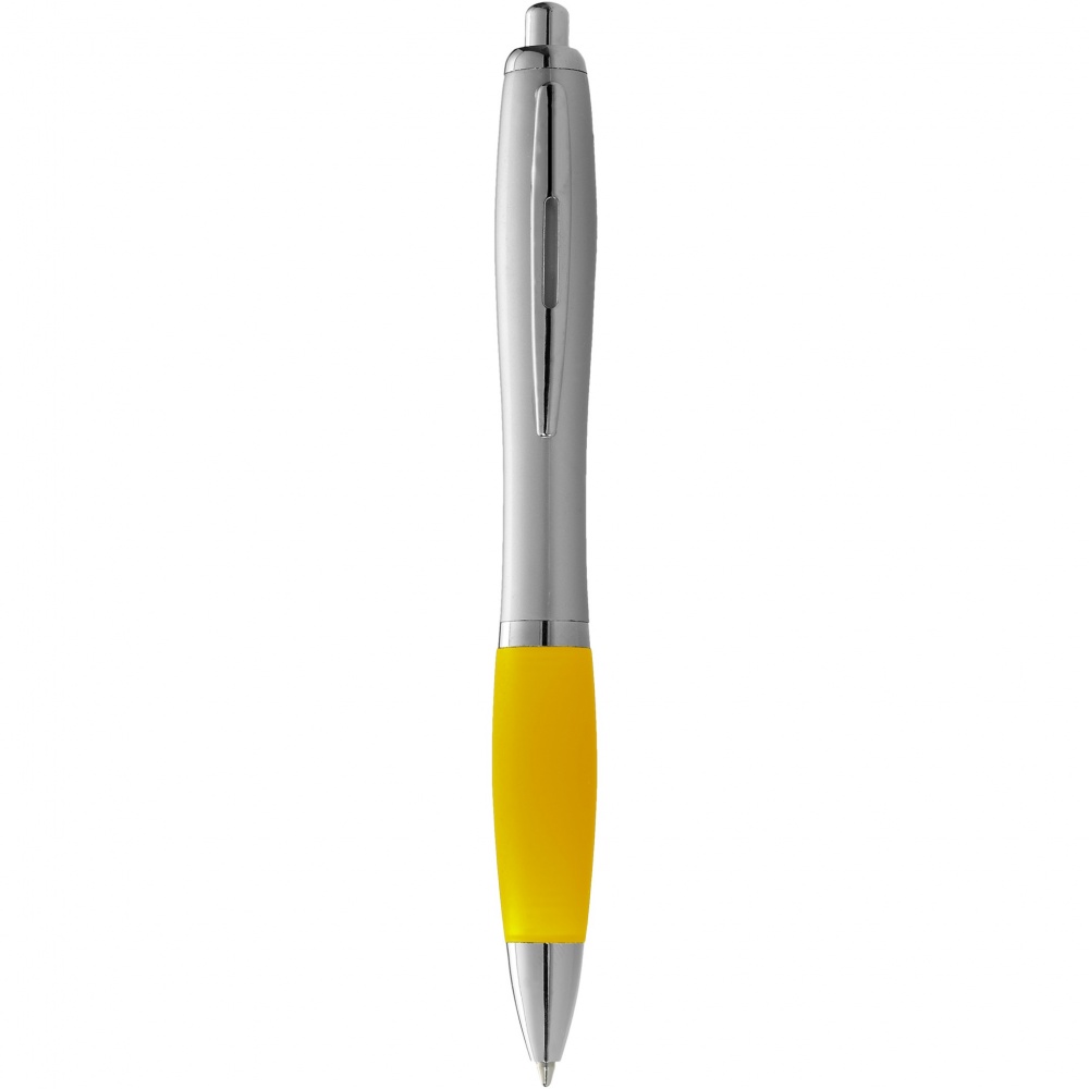 Logo trade business gift photo of: Nash ballpoint pen silver barrel and coloured grip