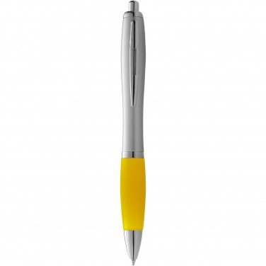 Logo trade corporate gifts picture of: Nash ballpoint pen silver barrel and coloured grip