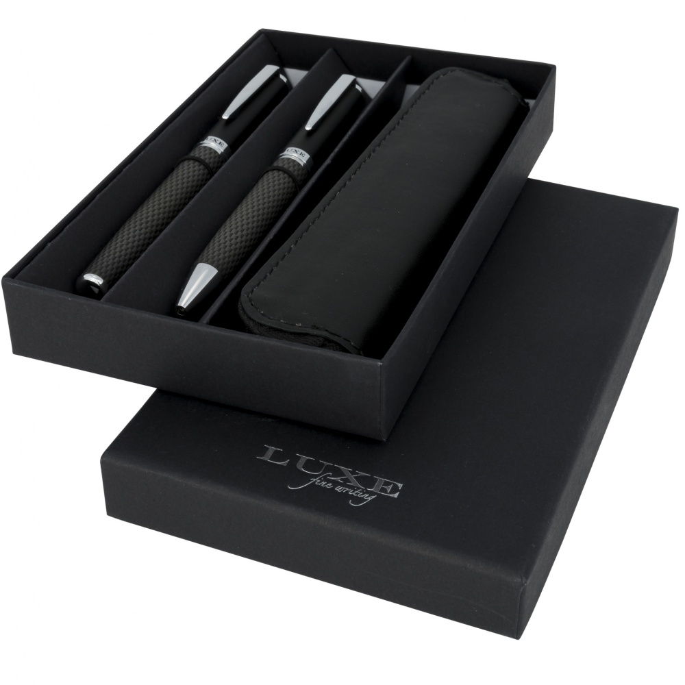 Logotrade corporate gift picture of: Carbon duo pen gift set with pouch