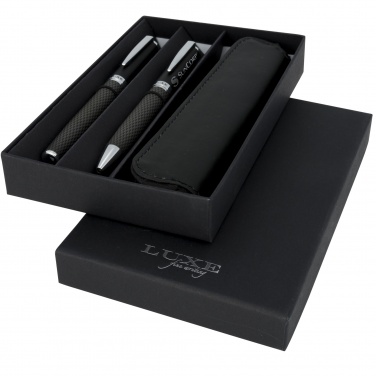 Logotrade promotional item picture of: Carbon duo pen gift set with pouch
