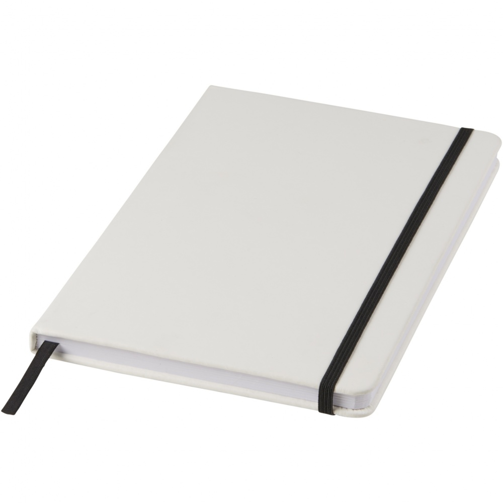 Logo trade promotional gifts picture of: Spectrum A5 white notebook with coloured strap