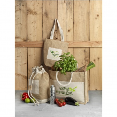 Logotrade promotional gift picture of: Mumbay cotton pocket jute tote bag 18L