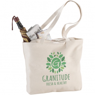 Logo trade advertising products picture of: Ningbo 320 g/m² zippered cotton tote bag 15L