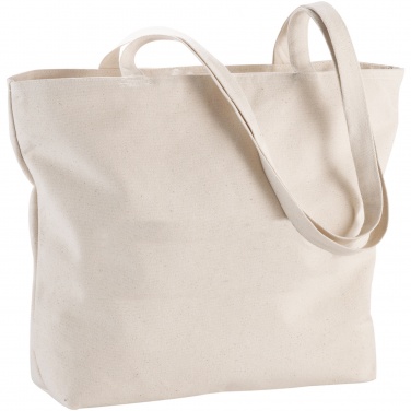Logo trade promotional merchandise image of: Ningbo 320 g/m² zippered cotton tote bag 15L