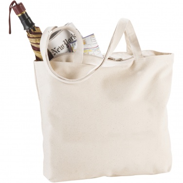 Logo trade promotional merchandise image of: Ningbo 320 g/m² zippered cotton tote bag 15L