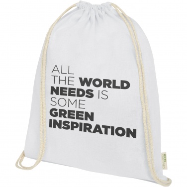Logo trade promotional products image of: Orissa 100 g/m² organic cotton drawstring bag 5L