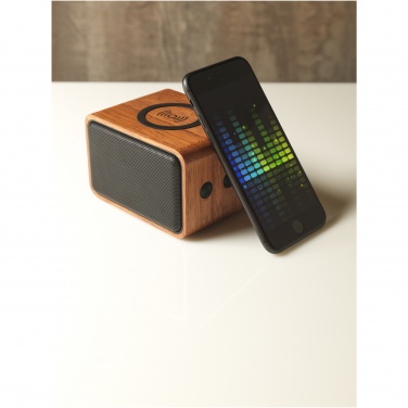 Logotrade promotional giveaway picture of: Wooden 3W speaker with wireless charging pad