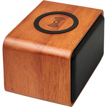 Logotrade promotional item image of: Wooden 3W speaker with wireless charging pad