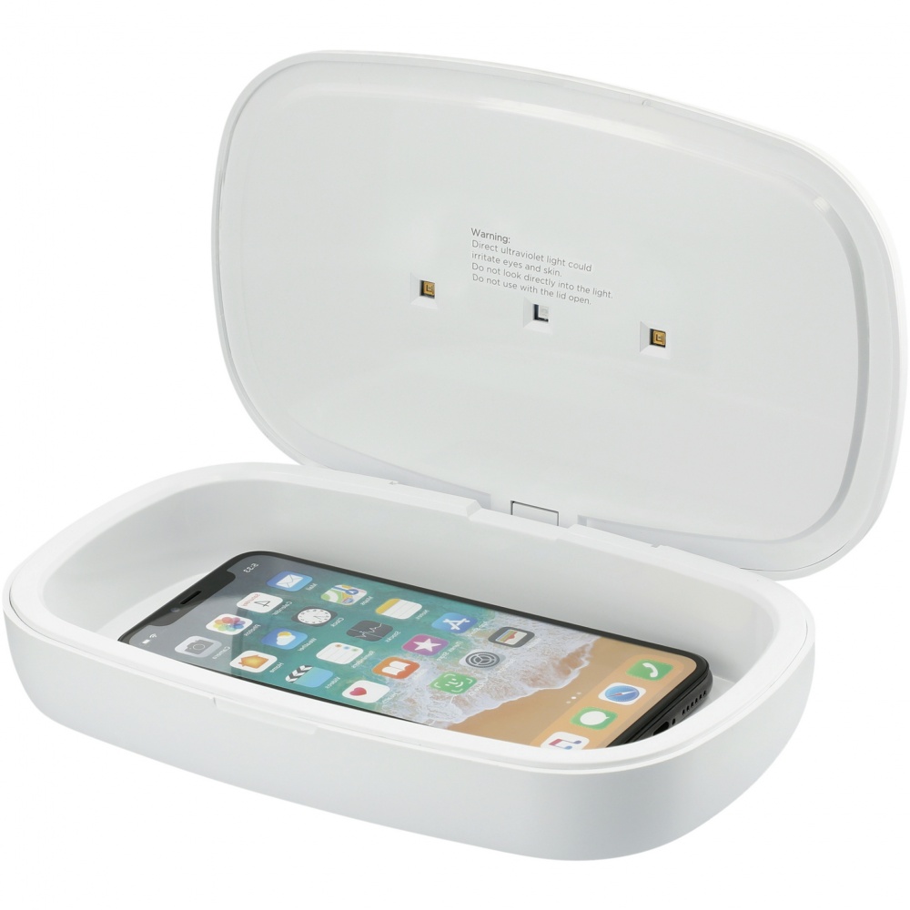 Logo trade corporate gift photo of: Capsule UV smartphone sanitizer with 5W wireless charging pad