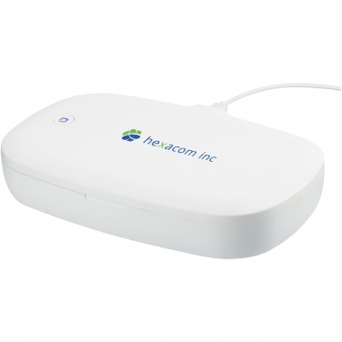 Logotrade promotional merchandise image of: Capsule UV smartphone sanitizer with 5W wireless charging pad