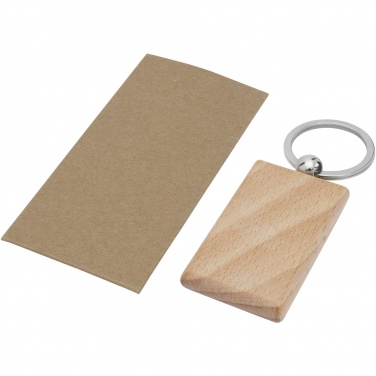 Logo trade promotional giveaway photo of: Gian beech wood rectangular keychain