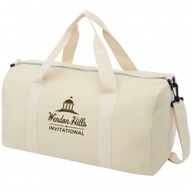 Logotrade promotional item image of: Pheebs 450 g/m² recycled cotton and polyester duffel bag 24L