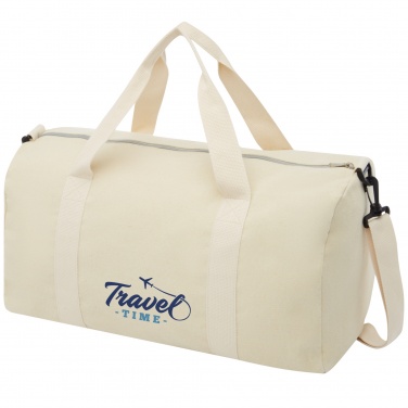 Logo trade corporate gifts image of: Pheebs 450 g/m² recycled cotton and polyester duffel bag 24L