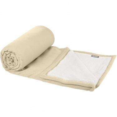 Logo trade promotional merchandise photo of: Marigold GRS certified RPET polar fleece and sherpa blanket