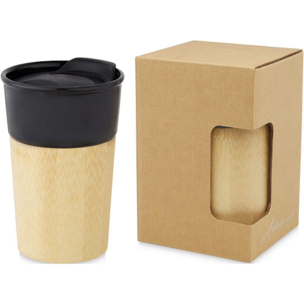 Logo trade corporate gifts image of: Pereira 320 ml porcelain mug with bamboo outer wall