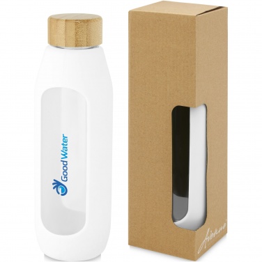 Logo trade promotional merchandise picture of: Tidan 600 ml borosilicate glass bottle with silicone grip