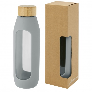Logo trade promotional giveaway photo of: Tidan 600 ml borosilicate glass bottle with silicone grip
