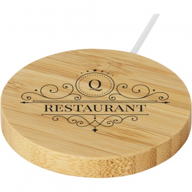 Logotrade promotional product image of: Atra 10W bamboo magnetic wireless charging pad