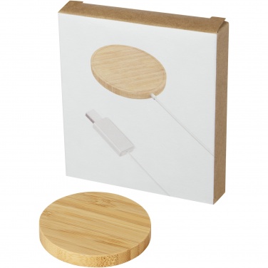 Logotrade promotional merchandise photo of: Atra 10W bamboo magnetic wireless charging pad