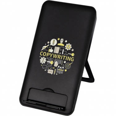 Logo trade promotional items image of: Loop 10W recycled plastic wireless charging pad with phone stand